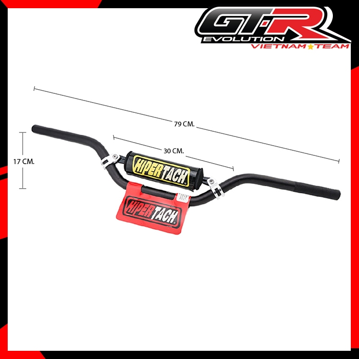 Ghi đông nhôm phi 22mm mẫu thấp  + thanh giằng có đệm HIPERTECH