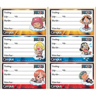 Nhãn vở Campus hình doraemon dễ thương, nhãn vở campus one piece chính hãng giá rẻ