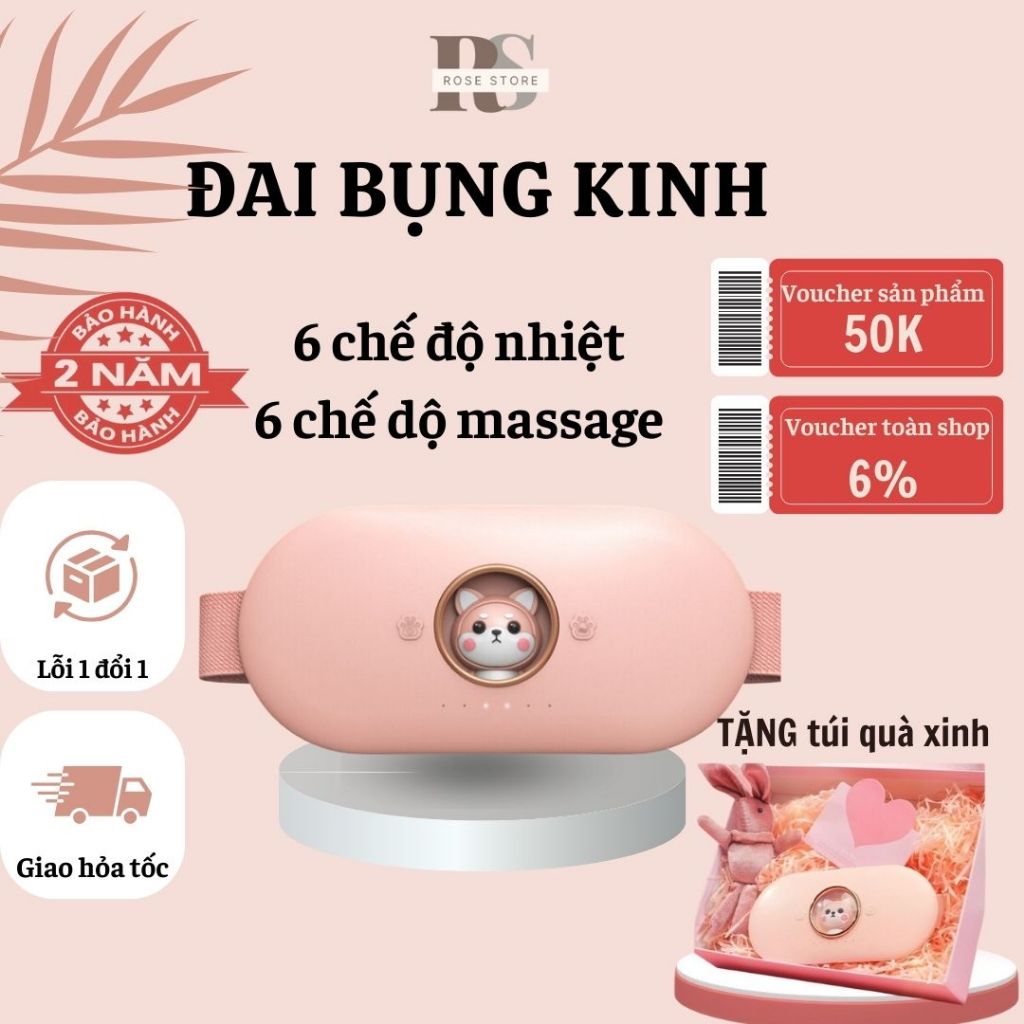 Đai massage bụng, massage lưng, máy mát xa chính hãng, cao cấp, máy massage bụng kinh 6 chế độ tùy chỉnh, đai đeo co dãn