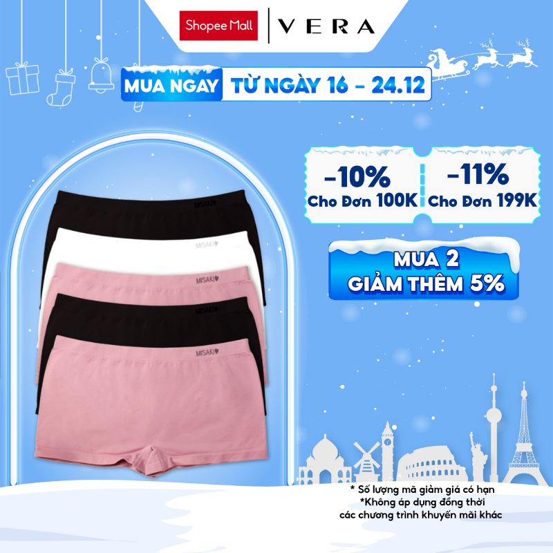 Combo 5 Quần lót Misaki seamless dáng boxer mặc trong váy - 9322