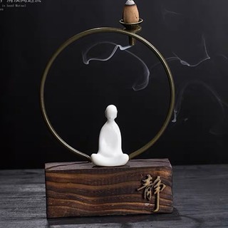 ĐẾ GỖ ĐỂ ĐẶT TƯỢNG KÈM PHỄU ĐỐT TRẦM BẰNG ĐỒNG ( KHÔNG KÈM TƯỢNG )