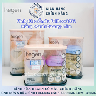 Chính hãng Bình sữa HEGEN cổ màu Fullbox tím hồng xanh - 150ml 240ml 330ml