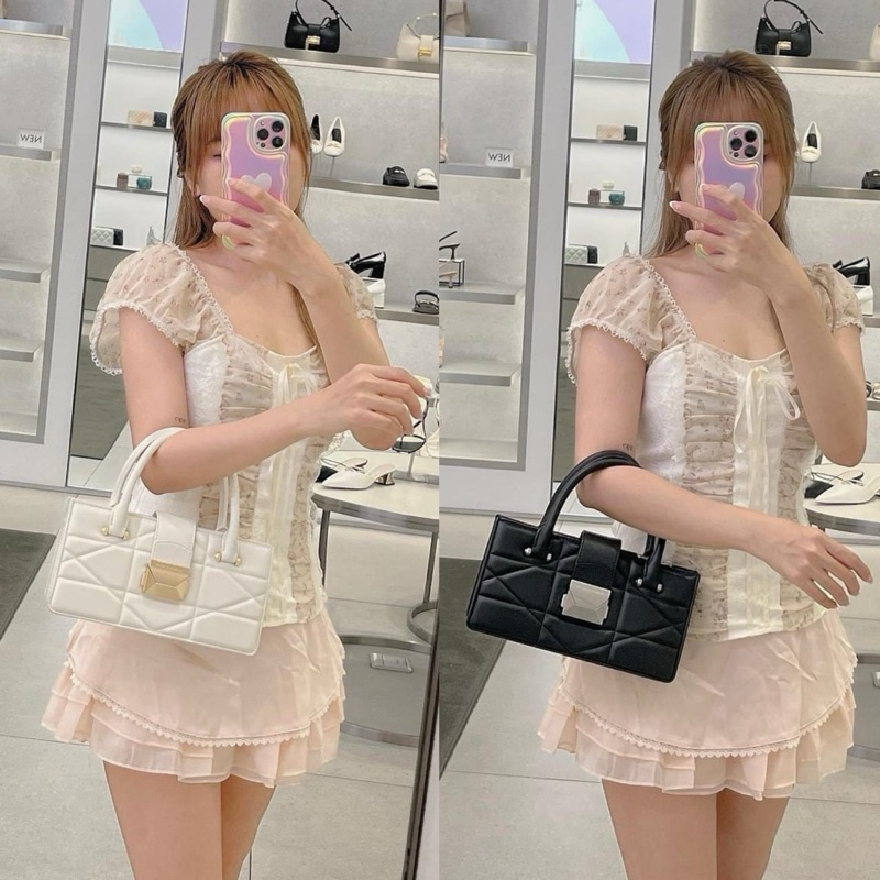 |nhymbagnwallet| Túi C và K ngang quai xách trám ô 3D