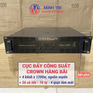 Cục Đẩy 4 Kênh Hàng Bãi Crown 4 X 1200W Plus, 56 Sò, 16 Tụ, Nguồn Xuyến 19Cm, 1 Kênh Kéo Được 2 Full 30 - Minh Trí Audio