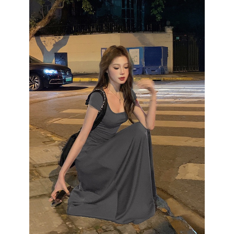 Đầm body nữ cộc tay cổ vuông siêu tôn dáng có bigsize D100