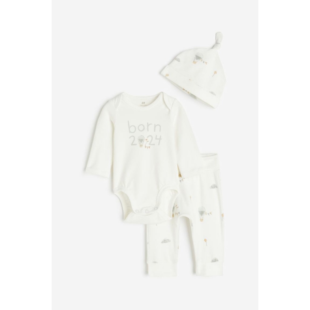 Set 3 chi tiết sơ sinh Born 2023 Born 2024 HM H&M_hàng chính hãng authentic