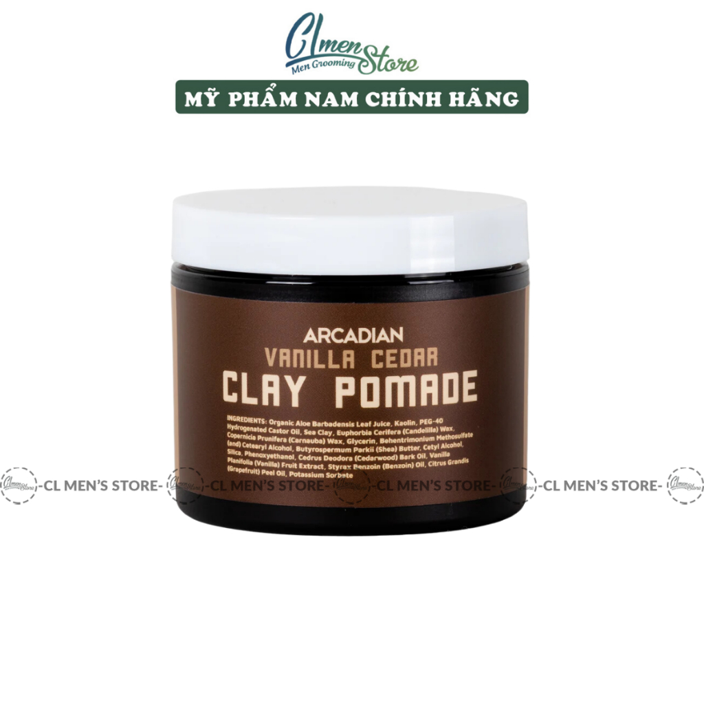 Sáp Vuốt Tóc Arcadian Clay Pomade & Vanilla Cedar 4oz