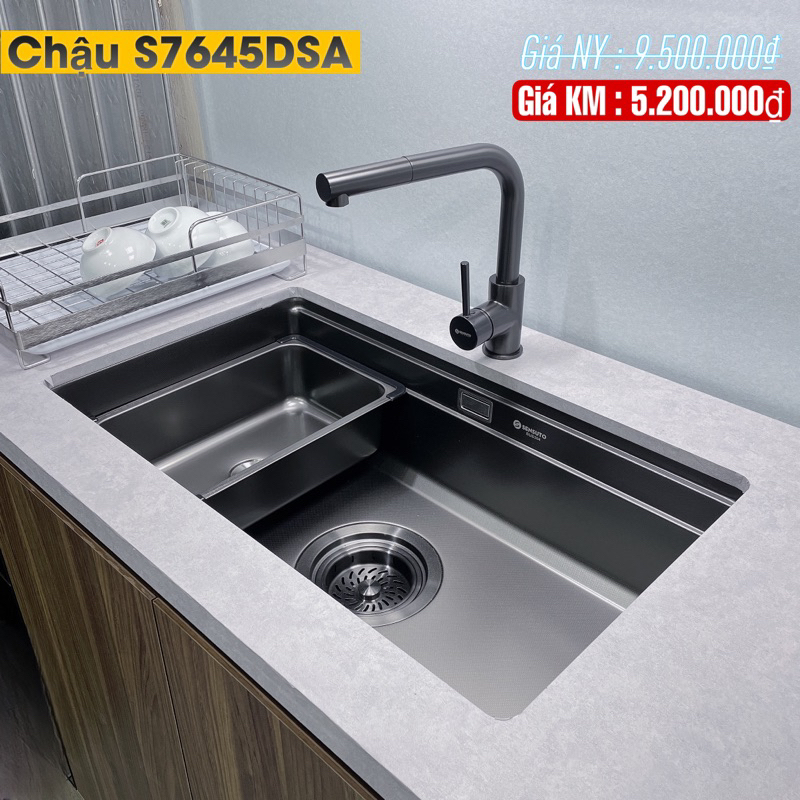 Chậu rửa bát chống xước 1 hố SENSUTO S7645DSA bề mặt tạo hạt cao cấp