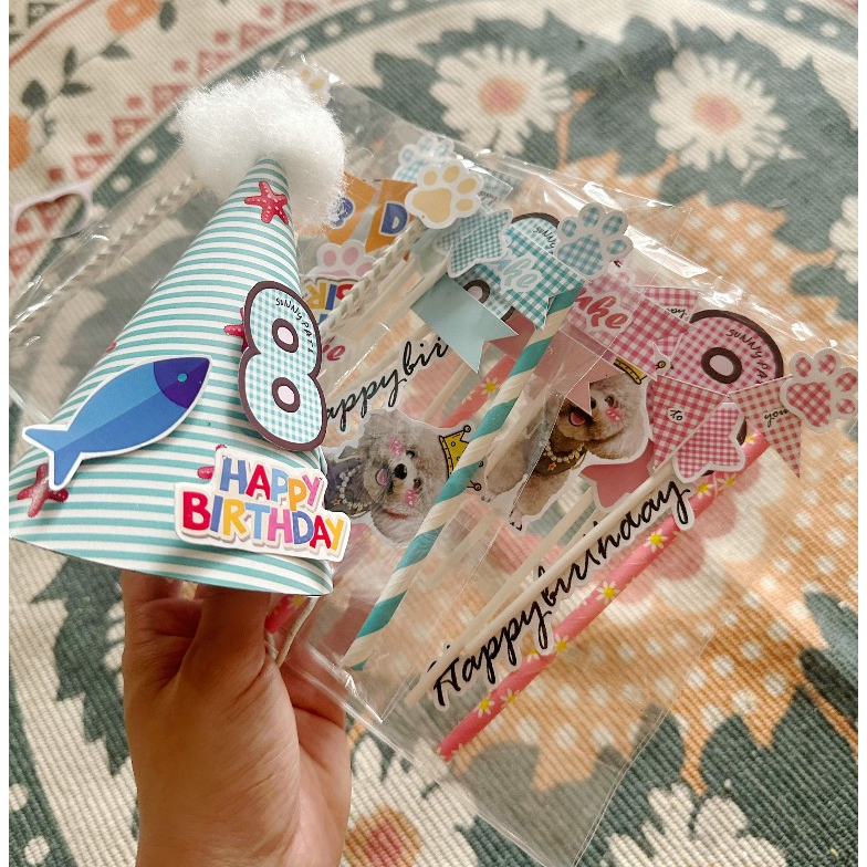 Bộ sticker trang trí bánh sinh nhật cho thú cưng