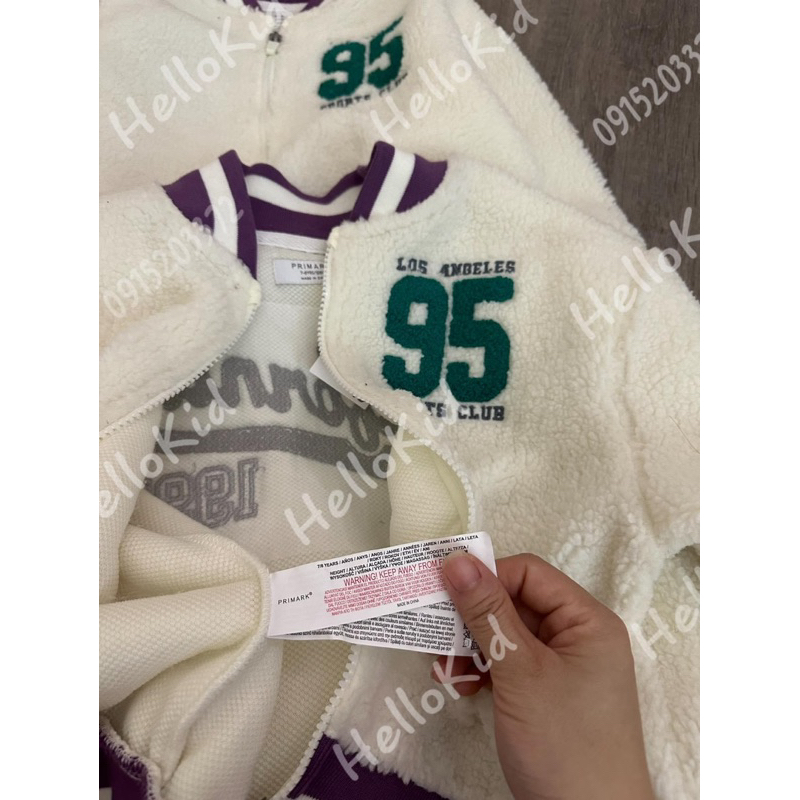 Áo khoác bomber lông chữ thêu bé gái