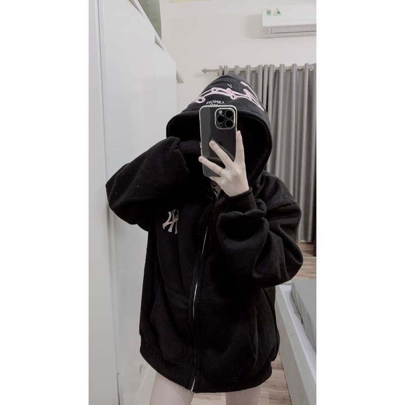 ÁO HOODIE ZIP NY chữ hồng siêu hót hít - nam nữ full size - kèm ảnh thật