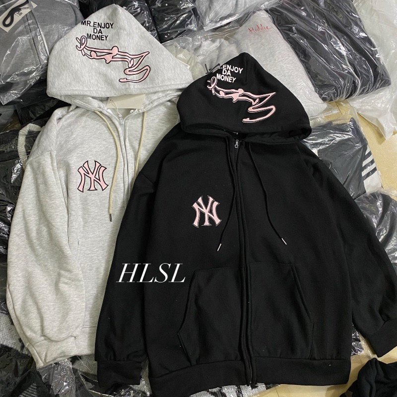 ÁO HOODIE ZIP NY chữ hồng siêu hót hít - nam nữ full size - kèm ảnh thật