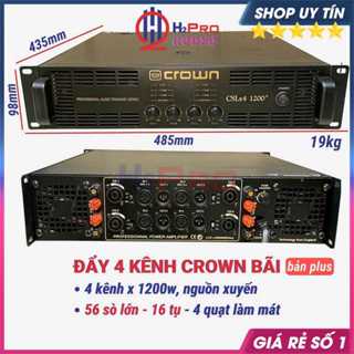 Cục Đẩy 4 Kênh Crown CSLx4 1200 Plus Hàng Bãi 4x1200W 56 Sò - 16 Tụ - Nguồn Xuyến, 1 Kênh Kéo Khỏe 2 Full 30-H2Pro Audio