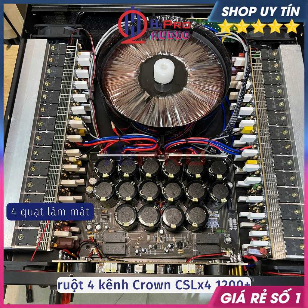 Cục Đẩy 4 Kênh Crown CSLx4 1200 Plus Hàng Bãi 4x1200W 56 Sò - 16 Tụ - Nguồn Xuyến, 1 Kênh Kéo Khỏe 2 Full 30-H2Pro Audio