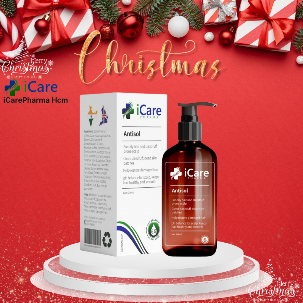 Dầu Gội Antisol Icare Pharma Dược Liệu Ph 6.5 Làm Sạch Gàu, Giảm Ngứa Và Bết Tóc 240ml