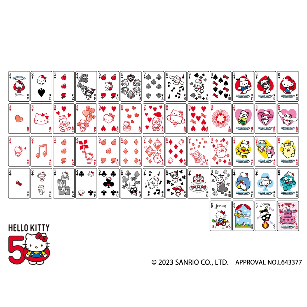 Bài tây Poker Bicycle Sanrio Hello Kitty 50th Anniversary Playing Cards
