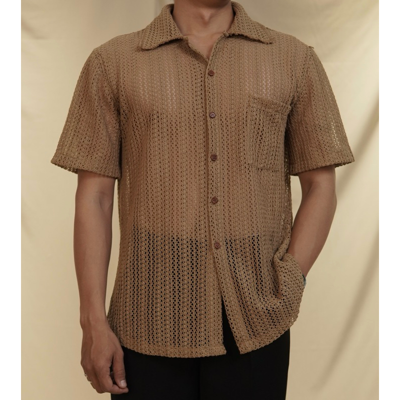 Crochet Shirt FolksGarments Lá Cổ Rộng ver.02