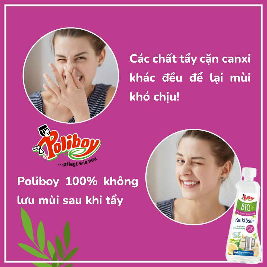 Tẩy Cặn Canxi Vách Kính POLIBOY Hữu Cơ Tẩy Cặn Vôi Vách Kính, Tẩy Can xi Vòi Inox, Vòi Sen, Ấm Đun Nước