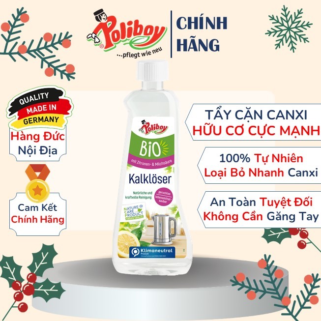 Tẩy Cặn Canxi Vách Kính POLIBOY Hữu Cơ Tẩy Cặn Vôi Vách Kính, Tẩy Can xi Vòi Inox, Vòi Sen, Ấm Đun Nước