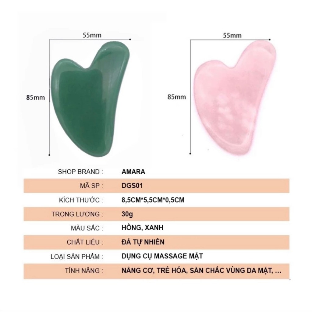 Đá Guasha Massage Mặt Tự Nhiên - Đá Thạch Anh Tự Nhiên Massage Mặt Giúp Nâng Cơ Và Săn Chắc Da