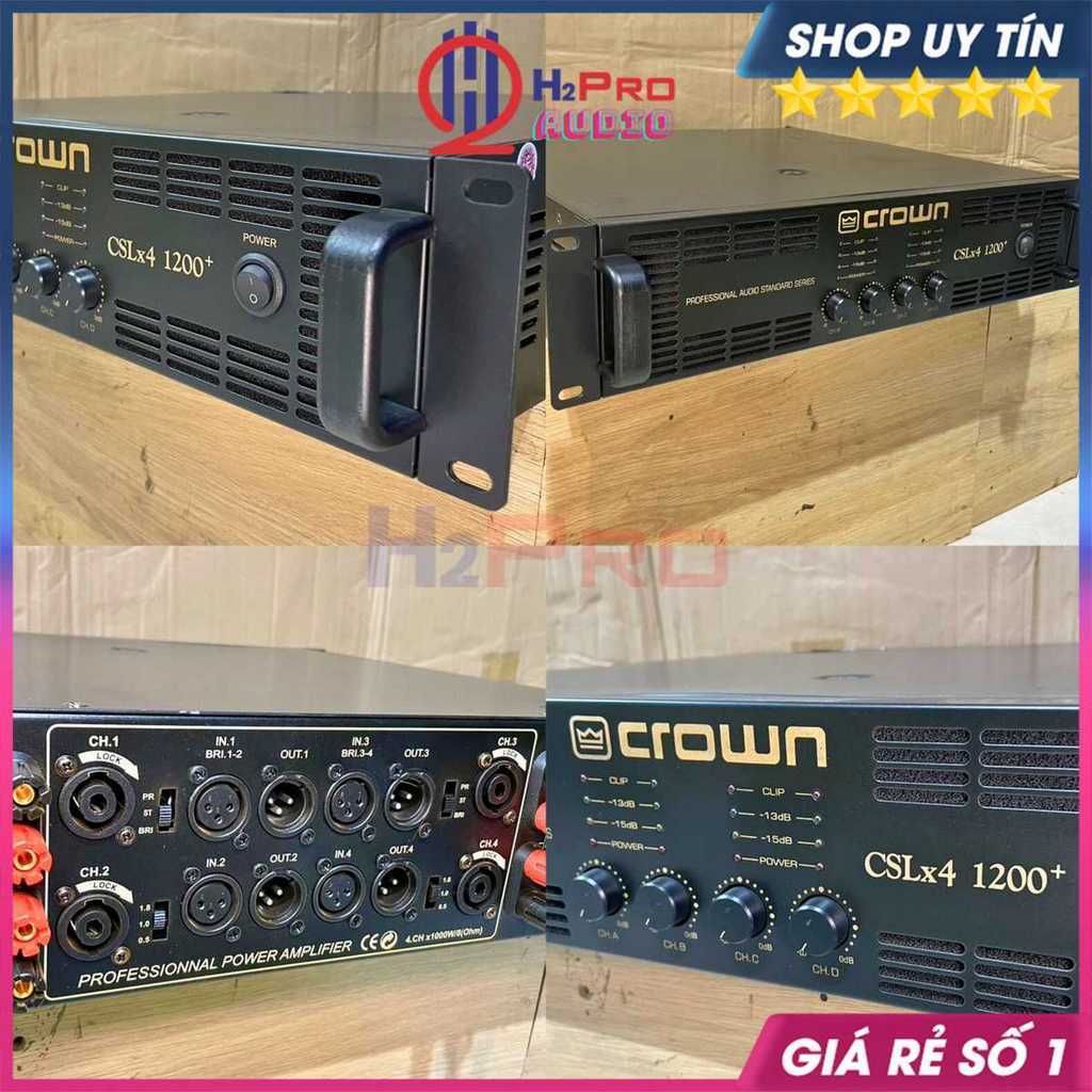 Cục Đẩy 4 Kênh Crown CSLx4 1200 Plus Hàng Bãi 4x1200W 56 Sò - 16 Tụ - Nguồn Xuyến, 1 Kênh Kéo Khỏe 2 Full 30-H2Pro Audio