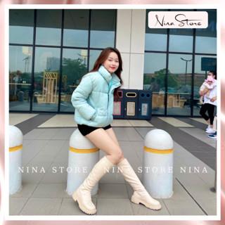  Áo phao béo nữ dáng lửng áo khoác ngoài nữ mùa đông dáng ngắn phong cách hàn quốc dày dặn loại 2 cúc Nina Store 