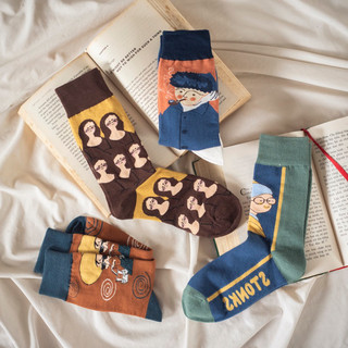 Tất/vớ cao cổ hoạ tiết unisex tranh vẽ Van Gogh, Mona Lisa