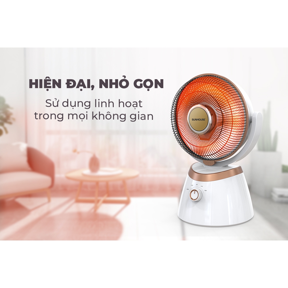 Quạt sưởi CARBON SUNHOUSE SHD7008, công suất 800w quay 4 chiều tiện lợi, không gây khô da, an toàn cho hệ hô hấp