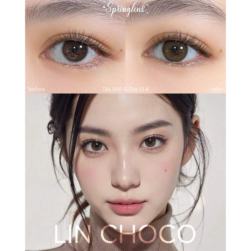 Kính áp tròng Silicone Hydrogel vỉ 6months Lin Choco nâu hổ phách cam