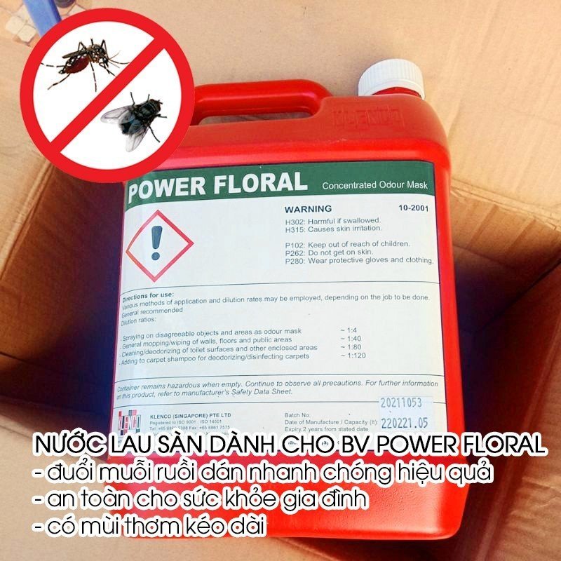 Nước Lau Sàn Bệnh Viện Diệt Khuẩn Khử Mùi Can 5 Lít Power Floral