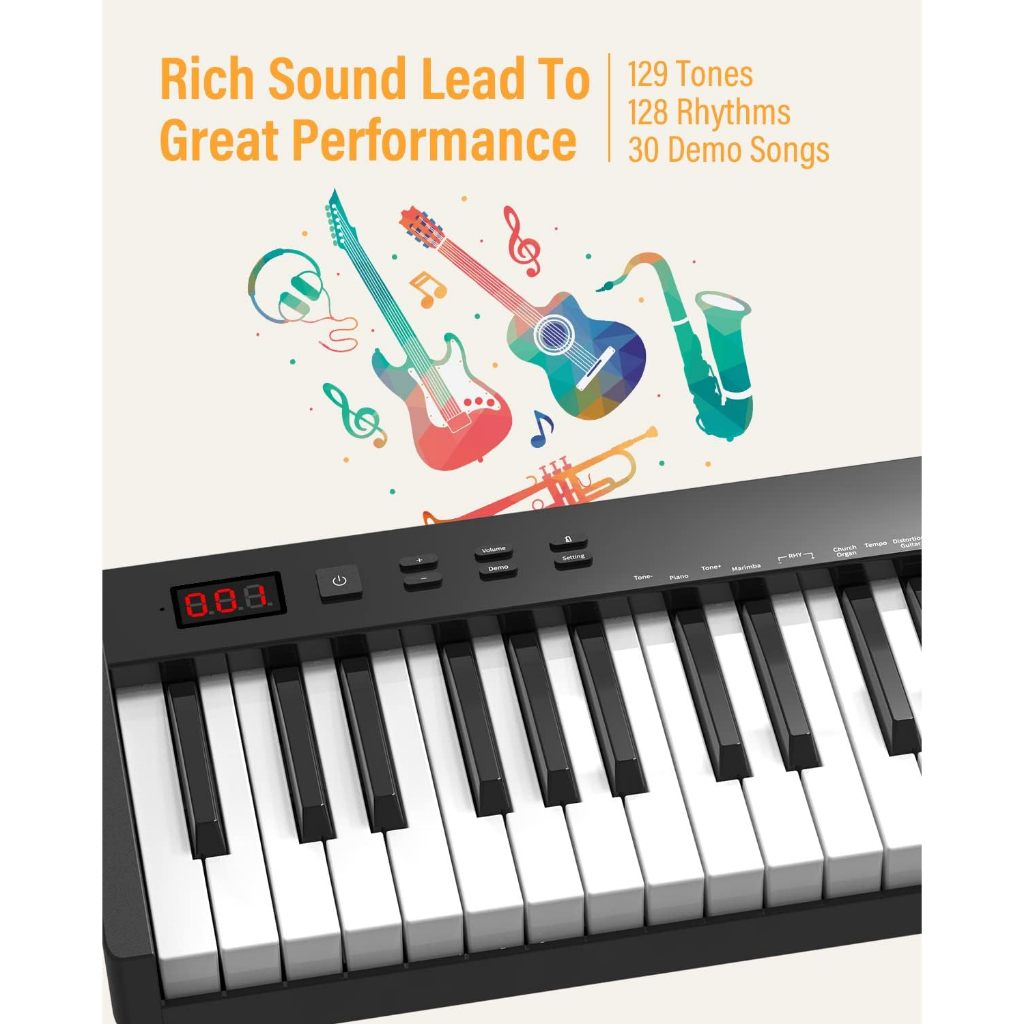 Đàn Piano điện, Digital Piano - Konix PH88S - Bluetooth, 88 phím cảm ứng lực, Pin sạc, Dành cho người mới học (Beginner)