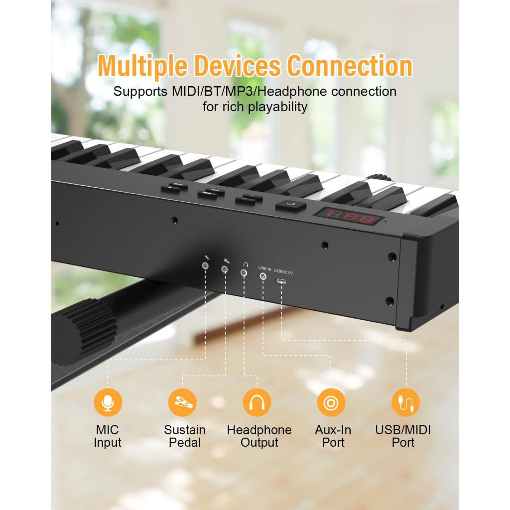 Đàn Piano điện, Digital Piano - Konix PH88S - Bluetooth, 88 phím cảm ứng lực, Pin sạc, Dành cho người mới học (Beginner)