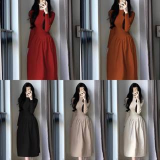 Váy len nữ dáng dài chiết eo siêu xinh tôn dáng váy len tăm body