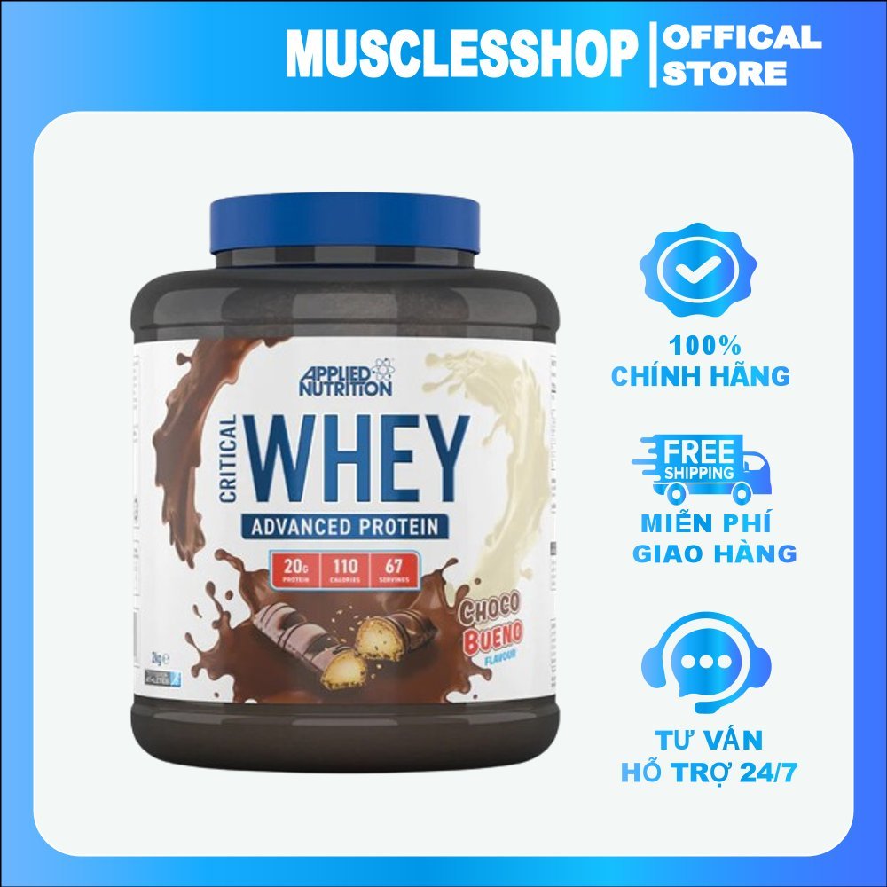 Critical Whey Applied Nutrition , Sữa Tăng Cơ Giảm Mỡ Whey Protein Từ Sữa Bò Ăn Cỏ Tự Nhiên Grass-Fed