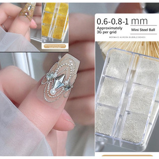 Khay bi vàng bạc mini mix size 6 ô làm nail mới