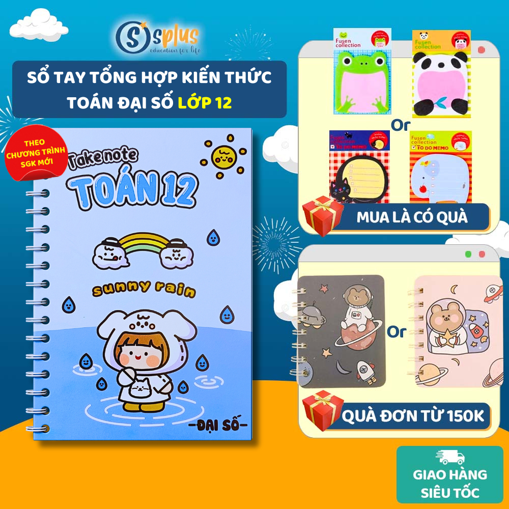 Sổ tay Takenote toán 12 - Sổ tay ghi chép tổng hợp kiến thức toán lớp 12 ngắn gọn, dễ hiểu, dễ nhớ t