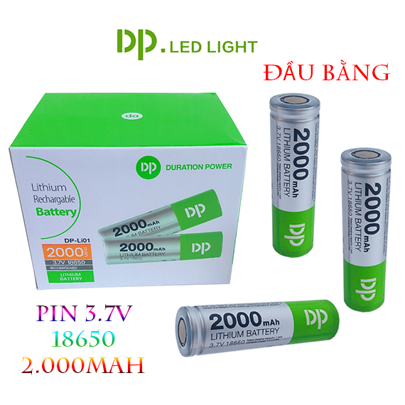Pin Sạc 18650 3.7V 2000mAh Loại Pin Đầu Bằng Thương Hiệu DP Hàng Chuẩn Cao Cấp
