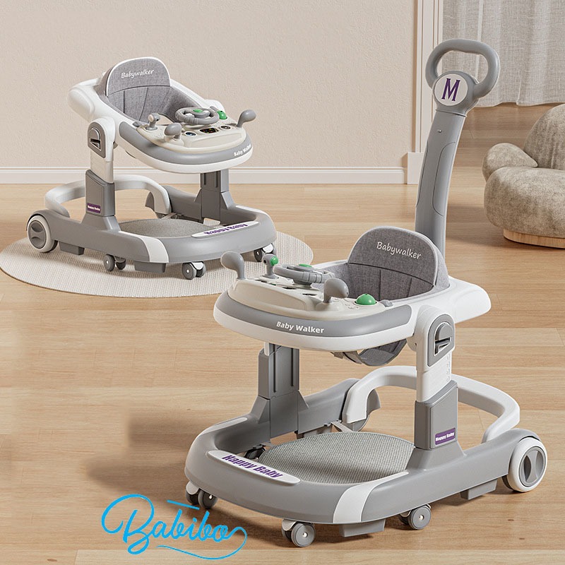 Xe tập tròn cho bé, xe tập đi chữ U cao cấp Babibo kids cho bé có cần đẩy điều chỉnh độ nghiêng dễ dàng