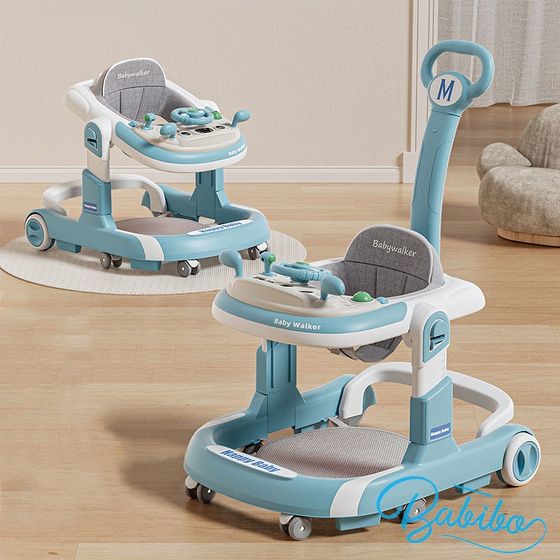 Xe tập tròn cho bé, xe tập đi chữ U cao cấp Babibo kids cho bé có cần đẩy điều chỉnh độ nghiêng dễ dàng