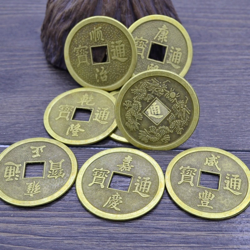 Đồng Xu Âm Dương May Mắn Hút Tài Lộc Gieo Quẻ Xin Đài