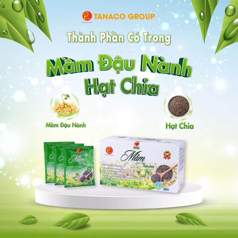 Mầm Đậu Nành Hạt Chia Tanaco Hộp 30 gói - Đẹp da, tăng kích thước v.1,cải thiện nội tiết