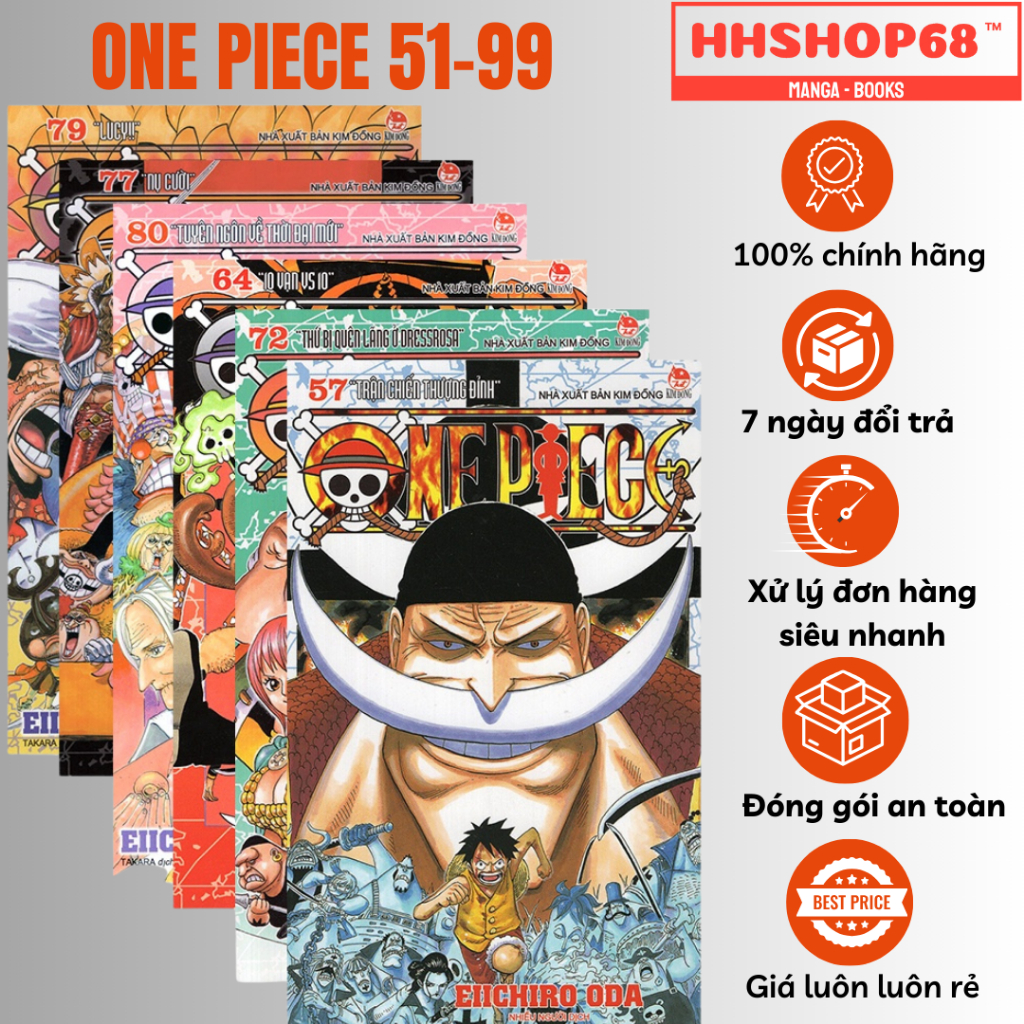 Truyện tranh One Piece  - Vua Hải Tặc - (Từ tập 51 tới tập 99, lẻ cuốn tùy chọn) - NXB Kim Đồng