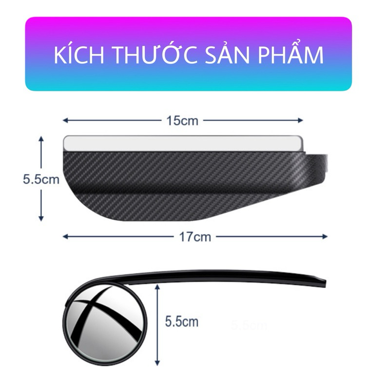 Vè che chắn mưa kèm gương cầu xóa điểm mù gắn gương chiếu hậu ô tô xe hơi hạn chế bám nước mở rộng tầm nhìn