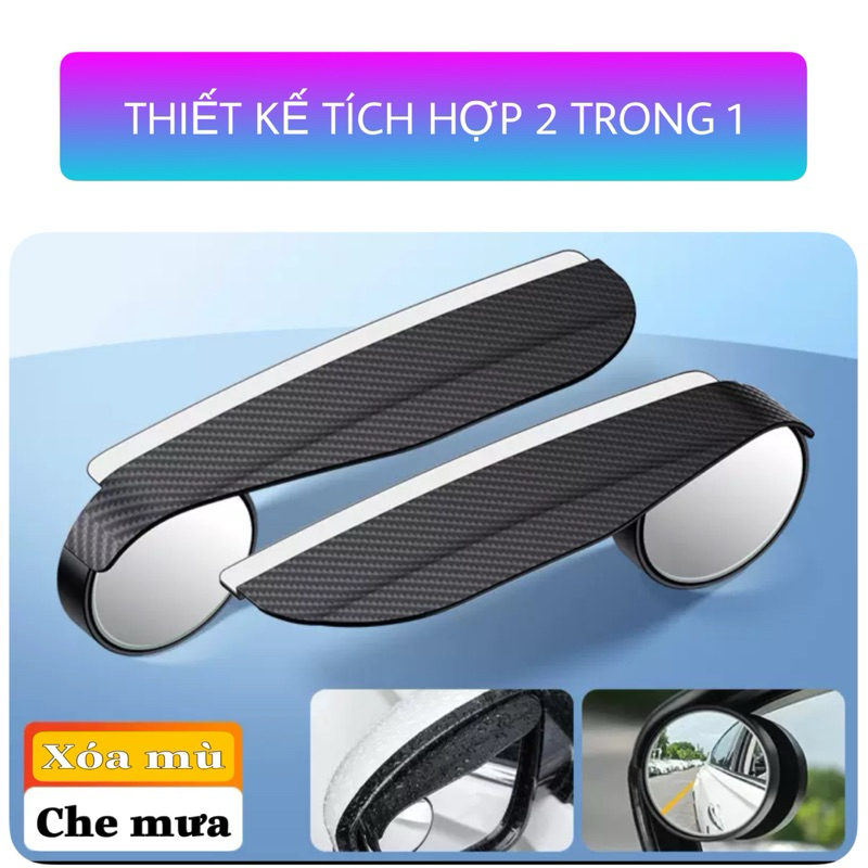 Vè che chắn mưa kèm gương cầu xóa điểm mù gắn gương chiếu hậu ô tô xe hơi hạn chế bám nước mở rộng tầm nhìn