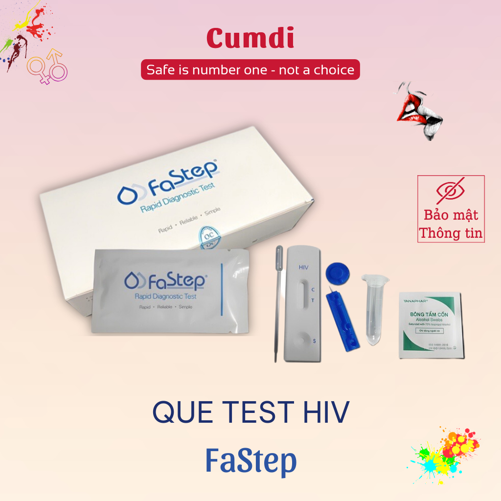 Que thử nhanh phát hiện sớm HIV chính xác tại nhà Fastep, kit xét nghiệm nhanh hiv tại nhà fastep