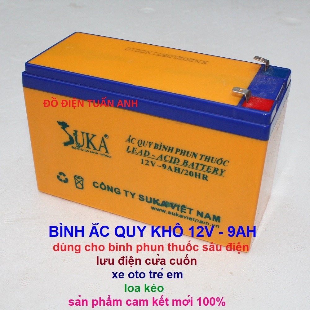 Ắc quy 12V, bình ắc quy khô 9AH/12V Cam kết Hàng chính hãng