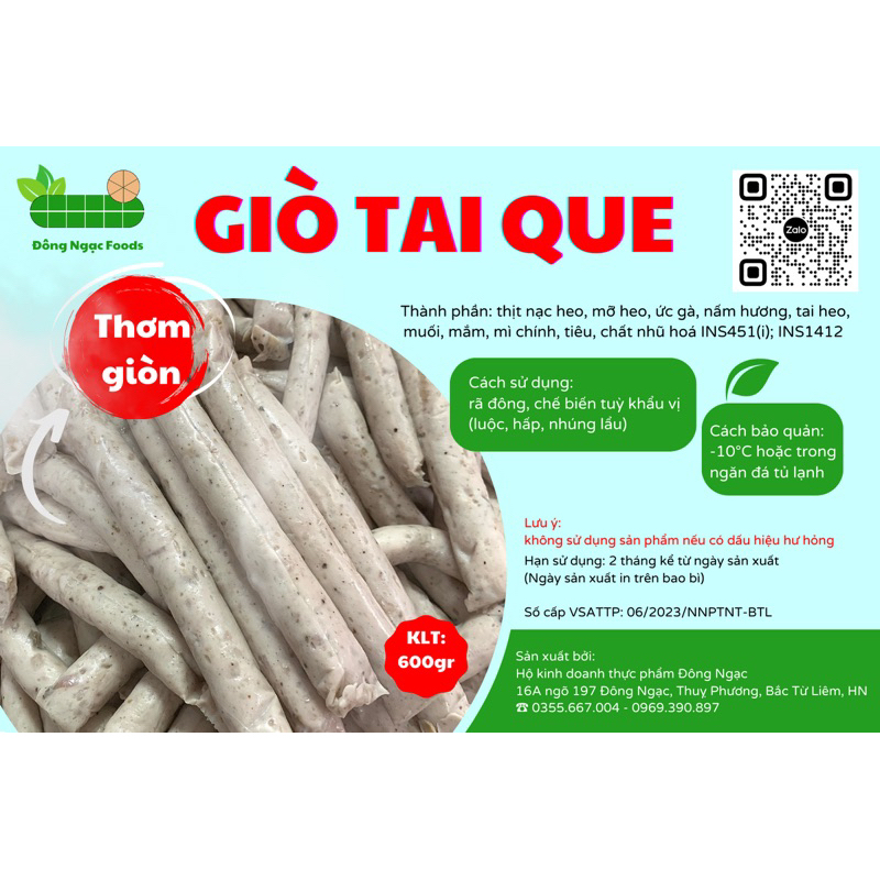 Giò tai que thả bún 10 chiếc