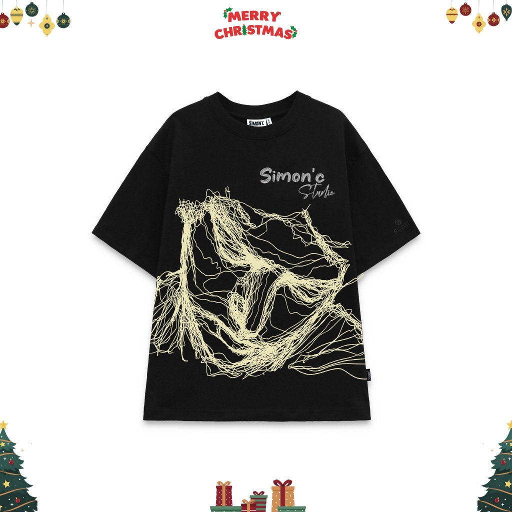 Áo Thun Simon'c Face Line - Đen Cotton Nam Nữ Unisex Tay Lỡ Oversize Local Brand Cổ tròn