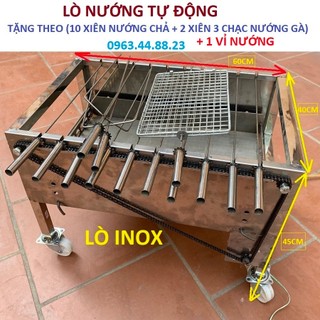 Máy nướng thịt chả lò quay gà vịt mini bếp nướng than hoa mô tơ tự động chuẩn (xiên 100% inox, đi kèm máy