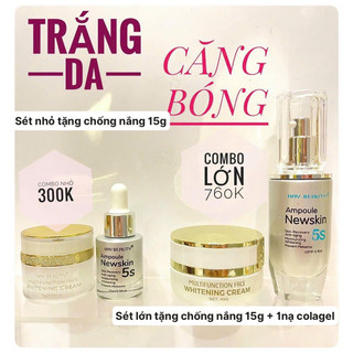 Combo: bộ dưỡng trắng căng bóng kem face + ampoule 5s kay beauty hỗ trợ trắng sáng ,căng bóng da sau peel